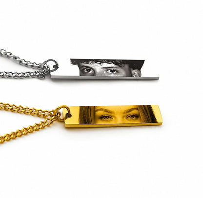Personalized Photo Engraved Bar Necklace